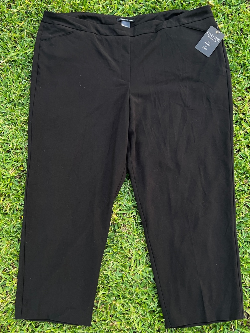 Women’s 22 W Black Stretch pull on tapered ankle work trouser slack dressy pants